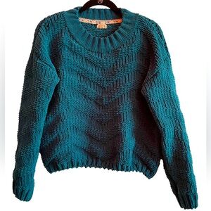 ➰Beautiful Chunky Knit Soft Chenille NWOT POL Teal Sweater w Ribbed Hem & Cuffs➰